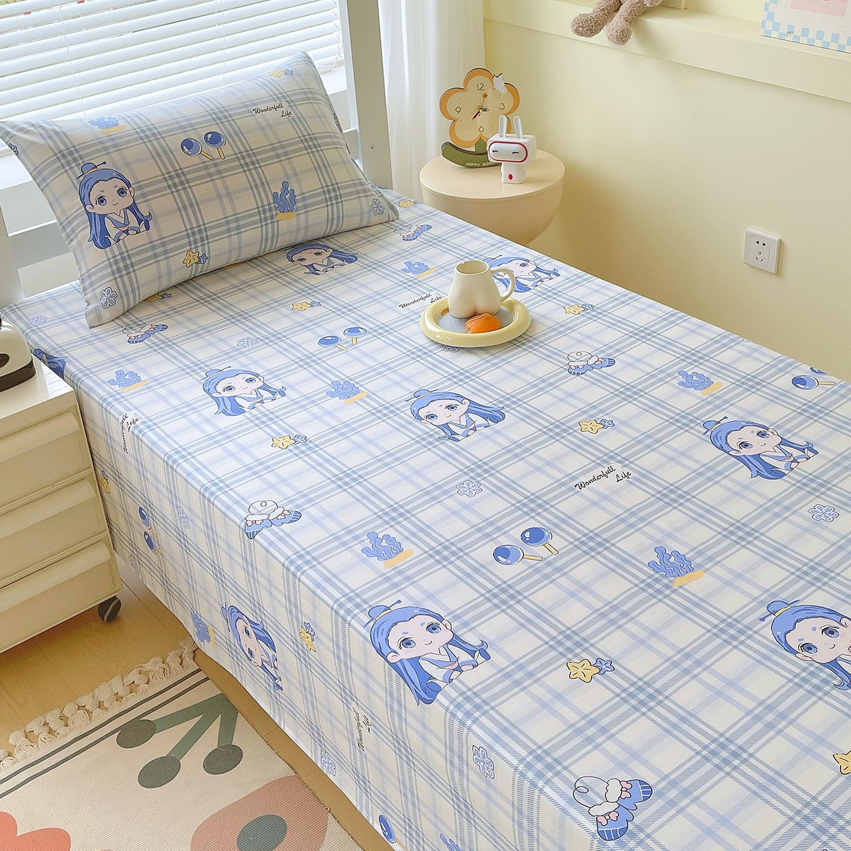 91家纺网 家纺一手货源 找家纺 金鑫汇家纺 2025新款全棉学生宿舍单品床单系列 传奇哪吒-棕