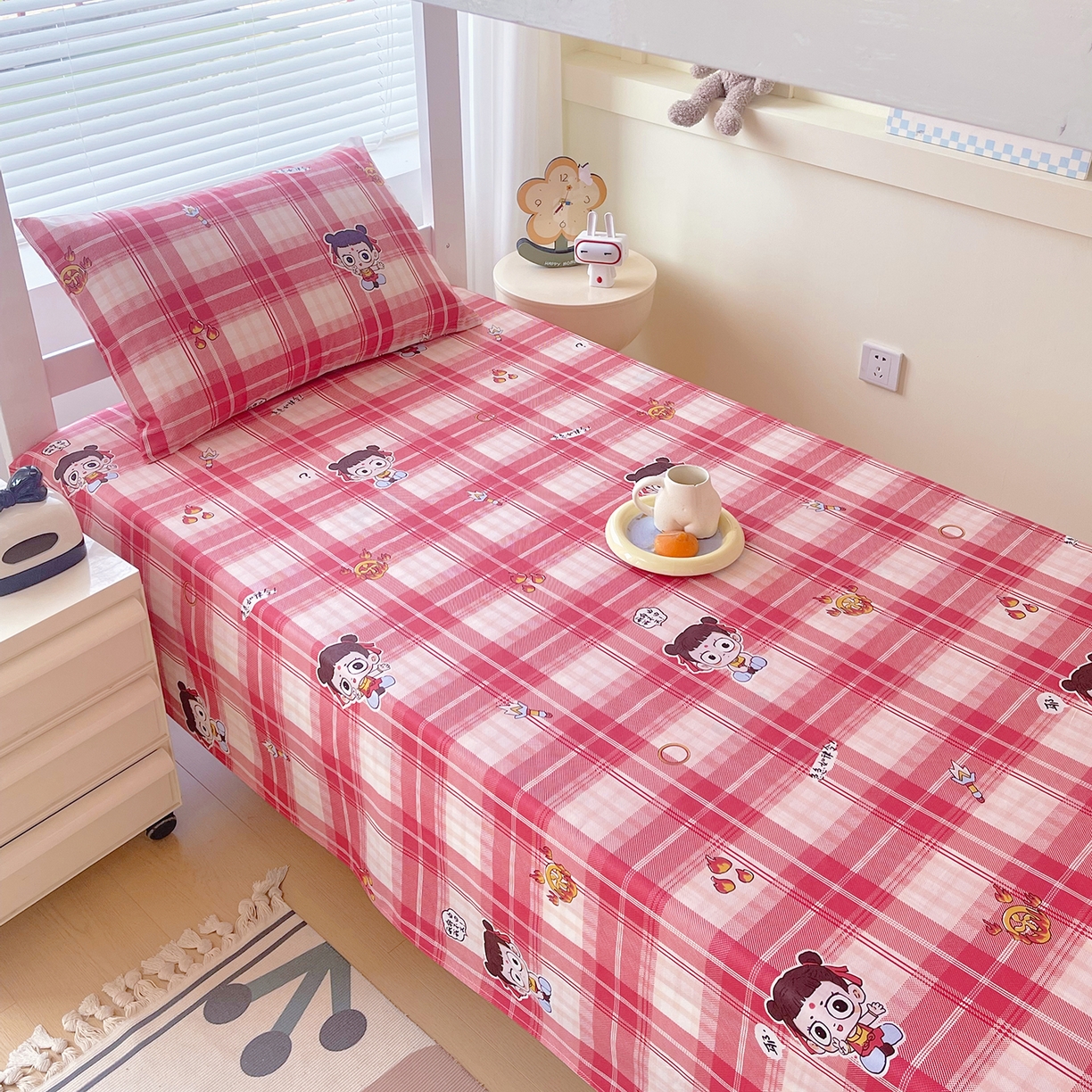 91家纺网 家纺一手货源 找家纺 金鑫汇家纺 2025新款全棉学生宿舍单品床单系列 传奇哪吒-棕