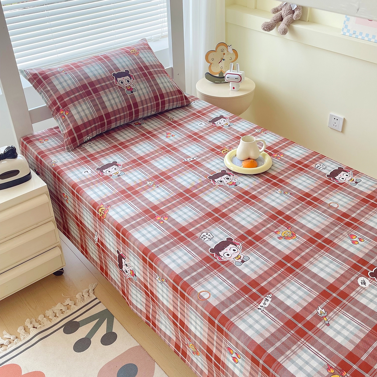 91家纺网 家纺一手货源 找家纺 金鑫汇家纺 2025新款全棉学生宿舍单品床单系列 传奇哪吒-棕