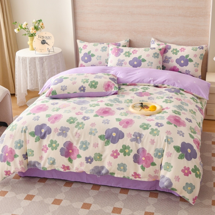 91家纺网 家纺一手货源 找家纺 宇彬家纺 2026直播新款13070全棉纯棉印花床单床笠款四件套和单被套喷气清新简约（缩水足可定做） 小甜美