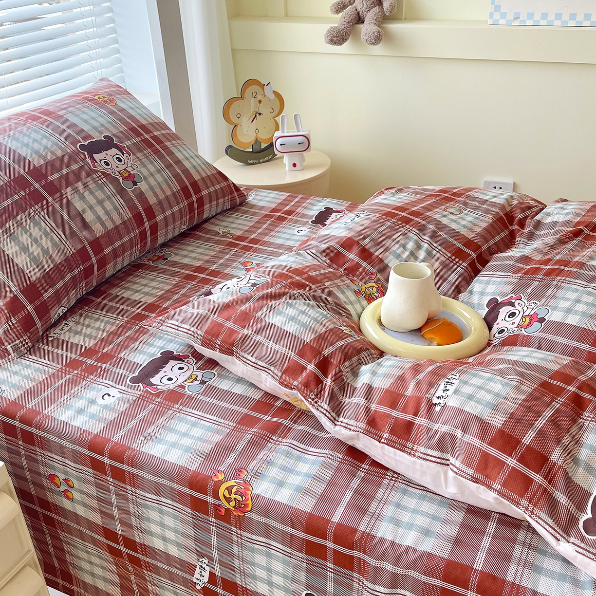 91家纺网 家纺一手货源 找家纺 金鑫汇家纺 2025新款全棉学生宿舍三件套四件套系列 传奇哪吒-棕