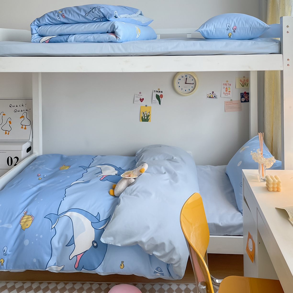 91家纺网 家纺一手货源 找家纺 金鑫汇家纺 2025新款全棉学生宿舍三件套四件套系列 海族馆