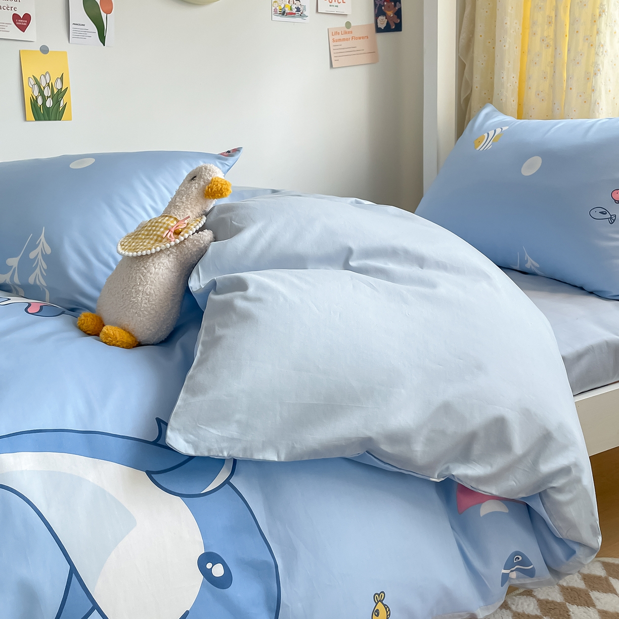 91家纺网 家纺一手货源 找家纺 金鑫汇家纺 2025新款全棉学生宿舍三件套四件套系列 海族馆