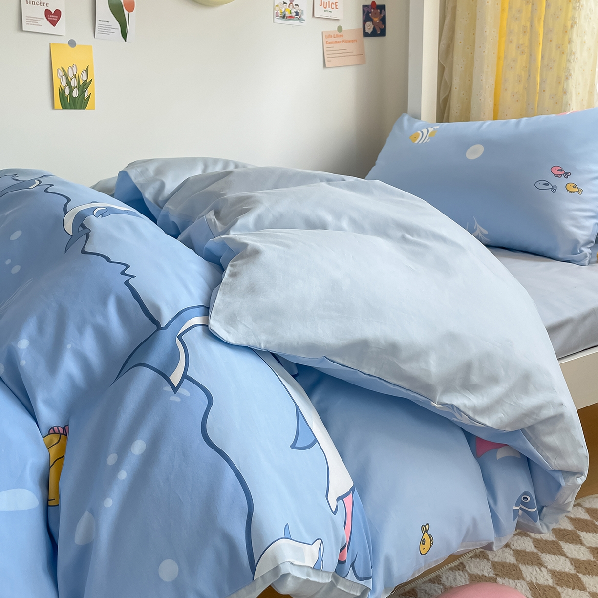 91家纺网 家纺一手货源 找家纺 金鑫汇家纺 2025新款全棉学生宿舍三件套四件套系列 海族馆