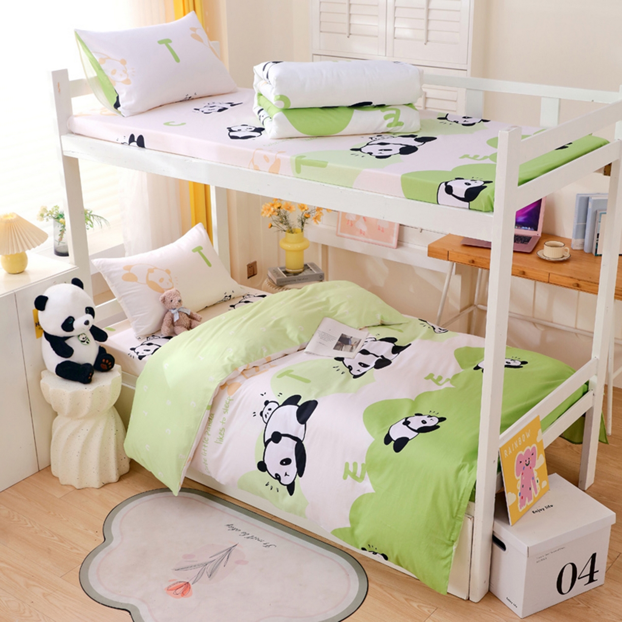 91家纺网 家纺一手货源 找家纺 金鑫汇家纺 2025新款全棉学生宿舍三件套四件套系列 快乐萌兔