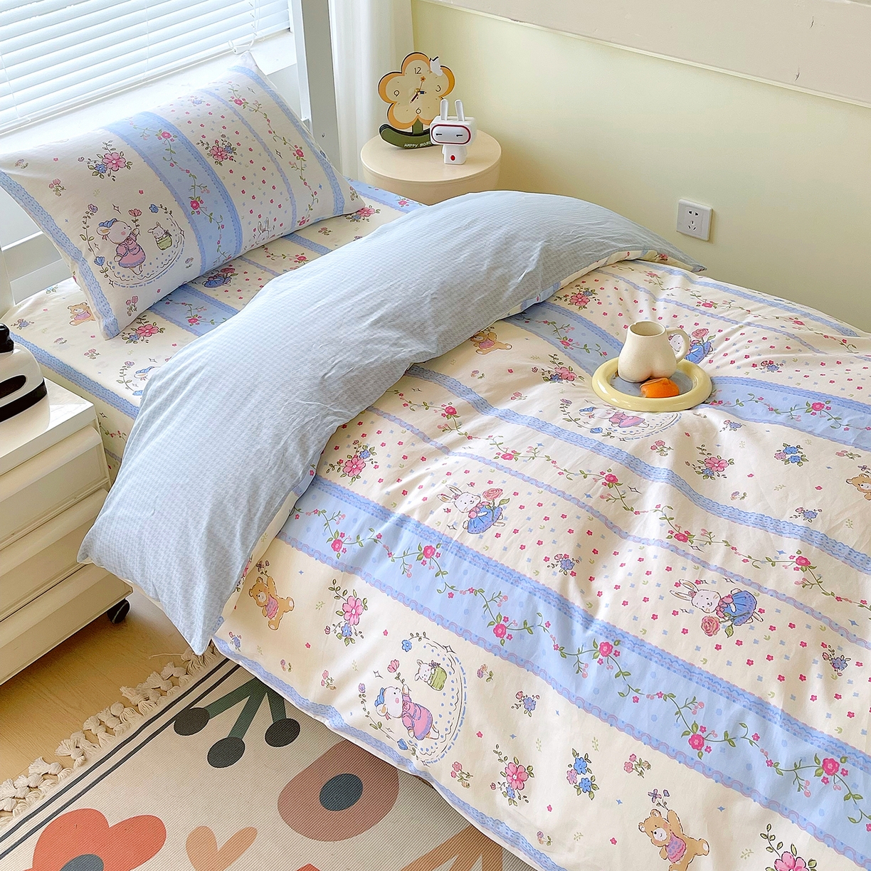 91家纺网 家纺一手货源 找家纺 金鑫汇家纺 2025新款全棉学生宿舍三件套四件套系列 梦蝶