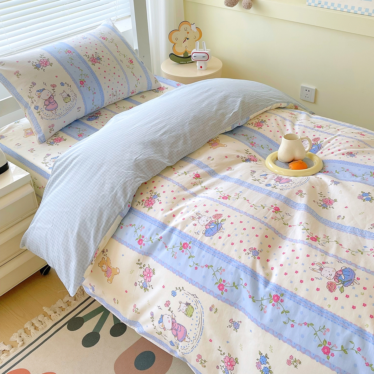 91家纺网 家纺一手货源 找家纺 金鑫汇家纺 2025新款全棉学生宿舍三件套四件套系列 梦蝶