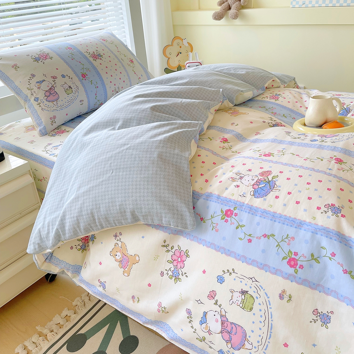 91家纺网 家纺一手货源 找家纺 金鑫汇家纺 2025新款全棉学生宿舍三件套四件套系列 梦蝶