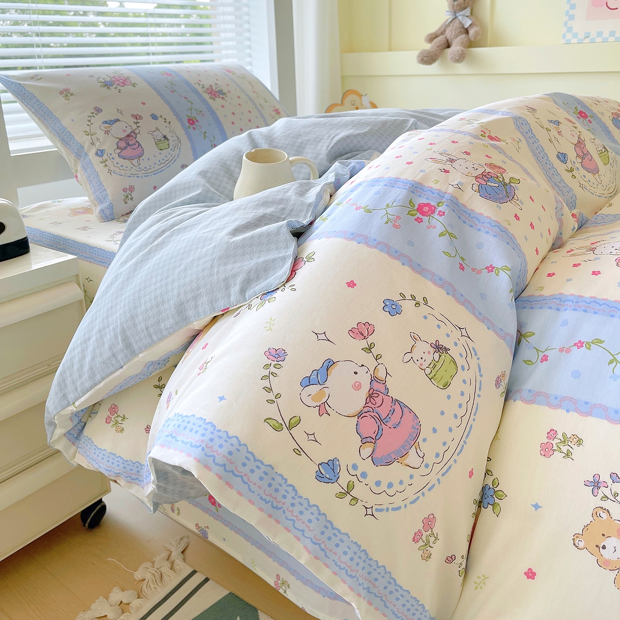 91家纺网 家纺一手货源 找家纺 金鑫汇家纺 2025新款全棉学生宿舍三件套四件套系列 梦蝶