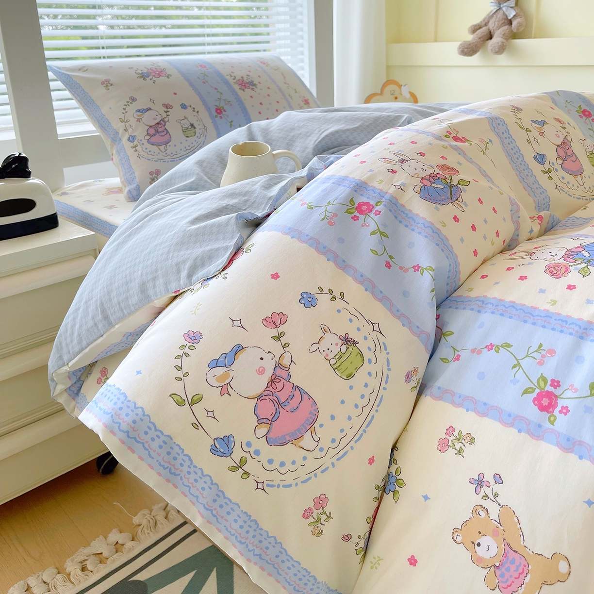 91家纺网 家纺一手货源 找家纺 金鑫汇家纺 2025新款全棉学生宿舍三件套四件套系列 梦蝶