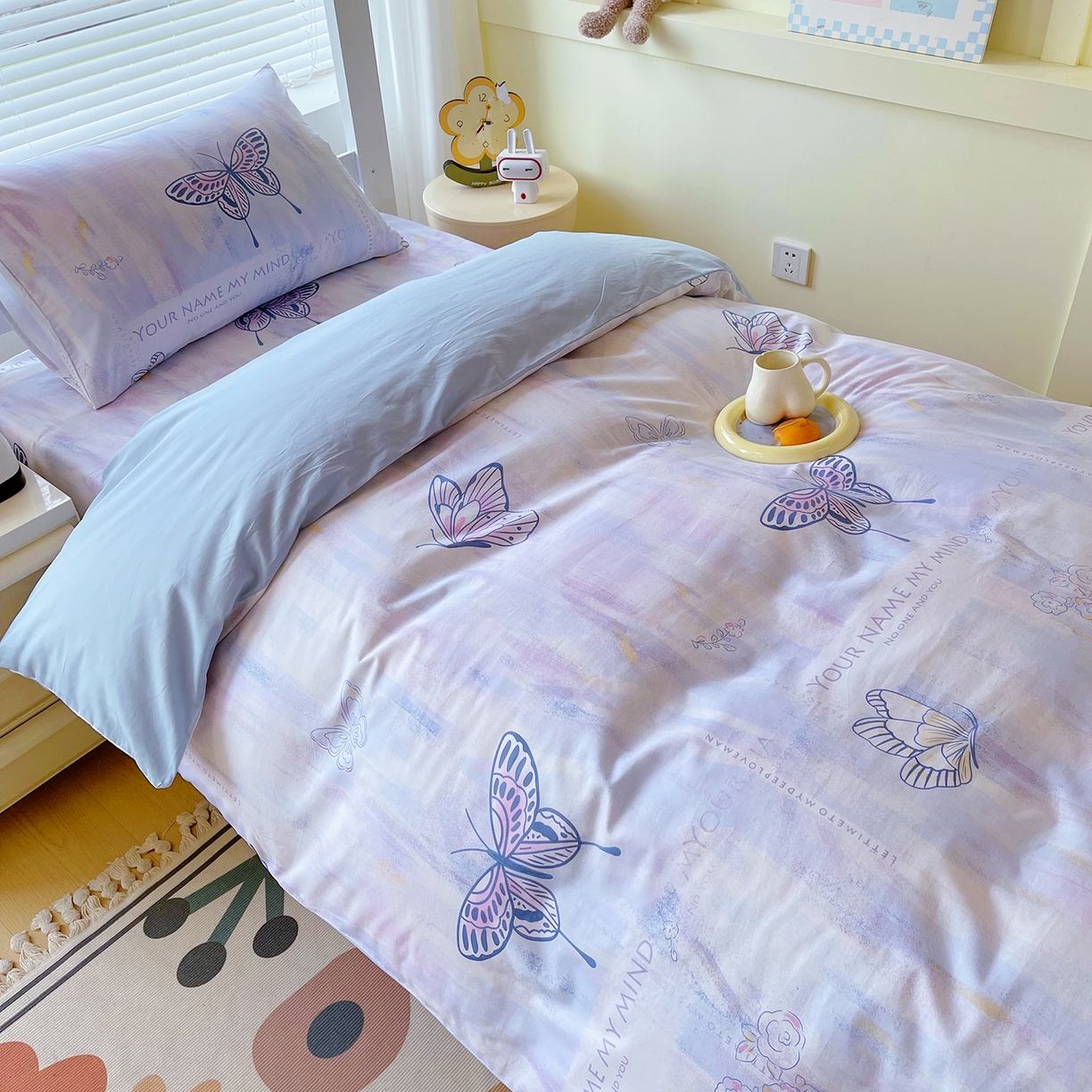 91家纺网 家纺一手货源 找家纺 金鑫汇家纺 2025新款全棉学生宿舍三件套四件套系列 喵喵日记