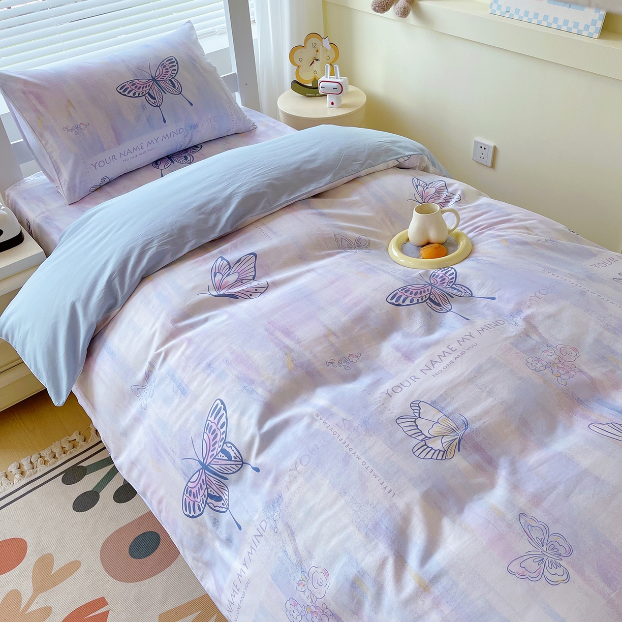 91家纺网 家纺一手货源 找家纺 金鑫汇家纺 2025新款全棉学生宿舍三件套四件套系列 喵喵日记