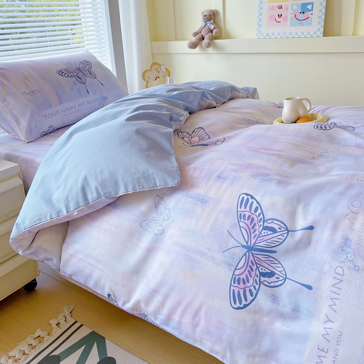 91家纺网 家纺一手货源 找家纺 金鑫汇家纺 2025新款全棉学生宿舍三件套四件套系列 喵喵日记