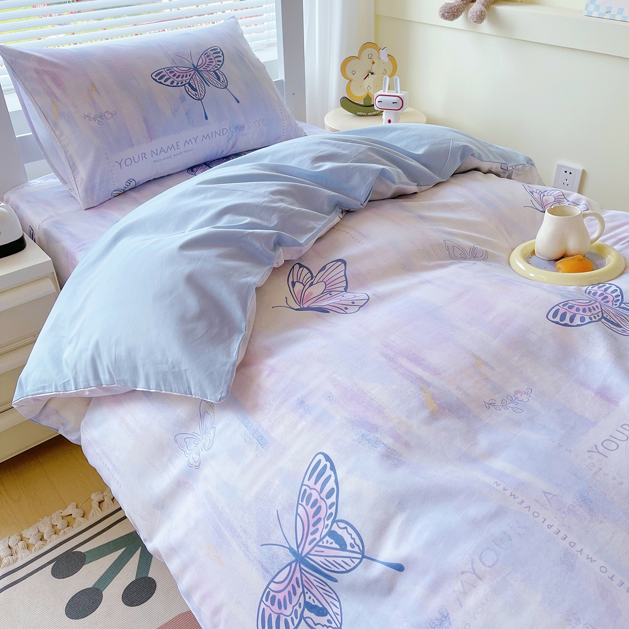 91家纺网 家纺一手货源 找家纺 金鑫汇家纺 2025新款全棉学生宿舍三件套四件套系列 喵喵日记