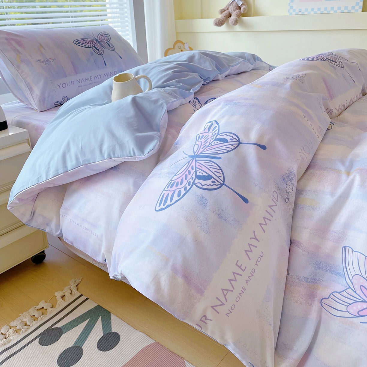 91家纺网 家纺一手货源 找家纺 金鑫汇家纺 2025新款全棉学生宿舍三件套四件套系列 喵喵日记