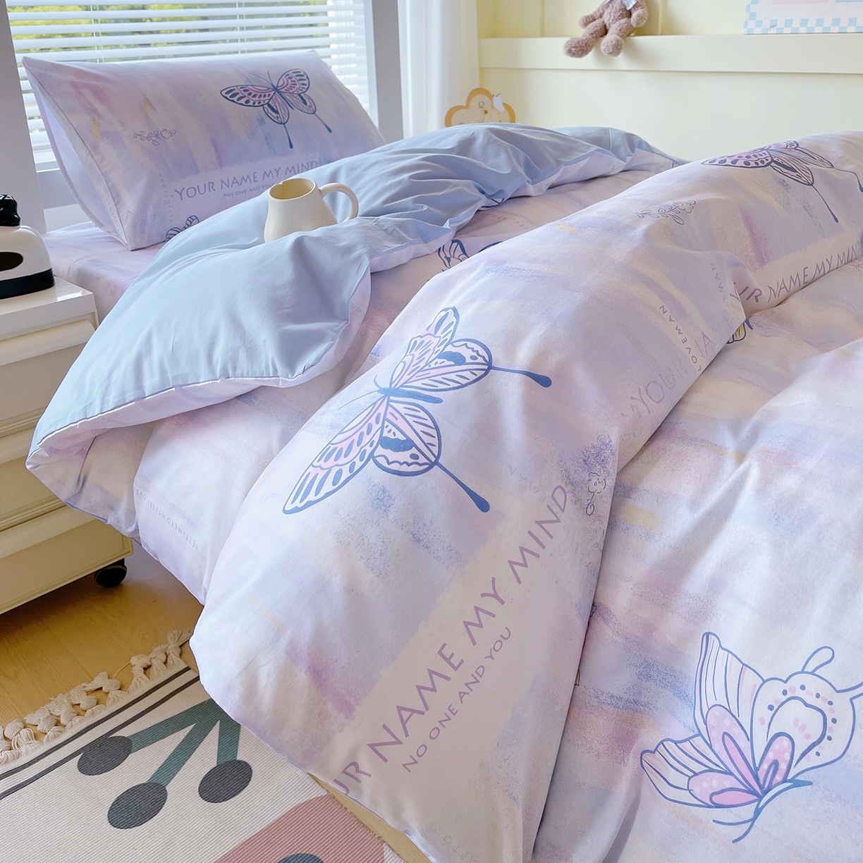 91家纺网 家纺一手货源 找家纺 金鑫汇家纺 2025新款全棉学生宿舍三件套四件套系列 喵喵日记