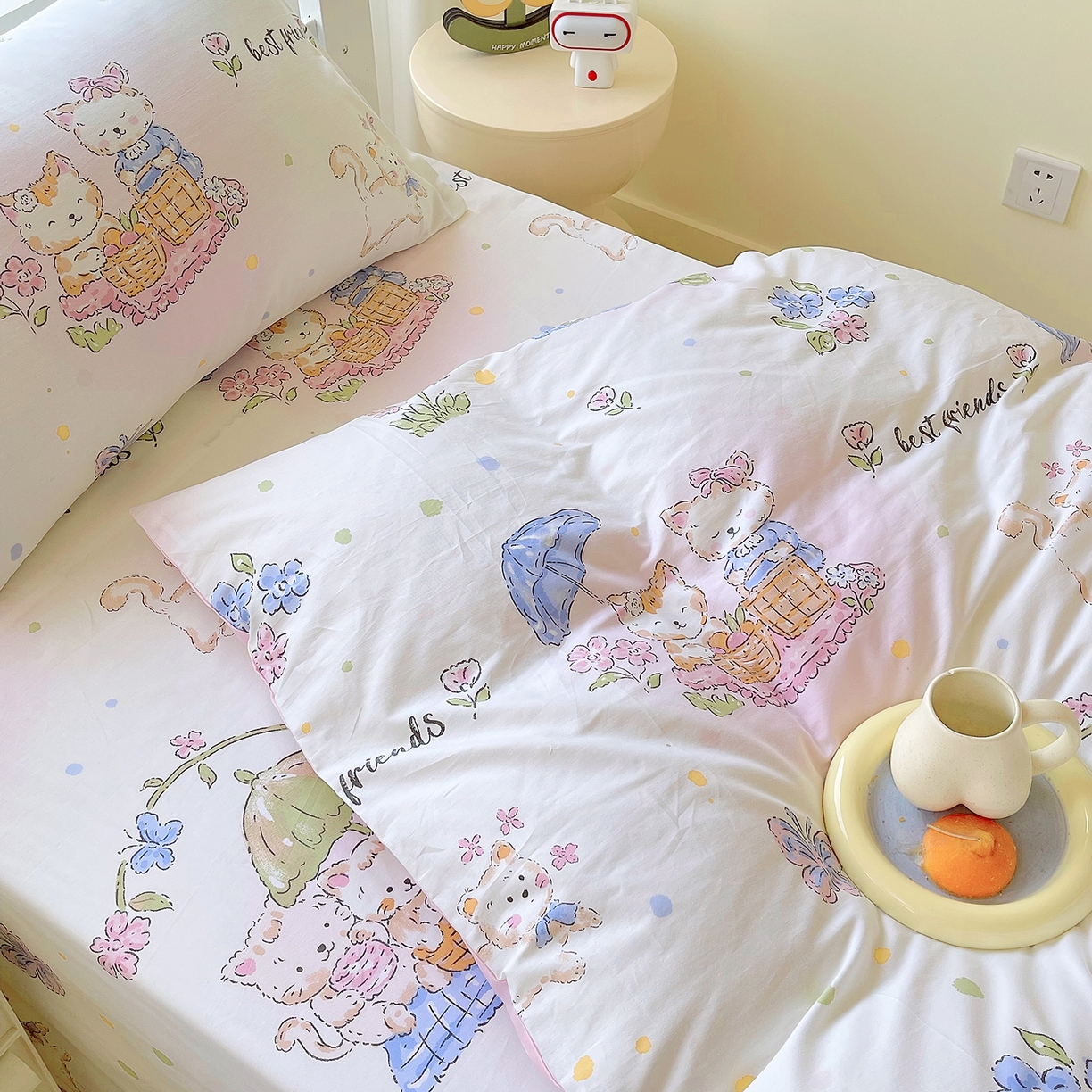 91家纺网 家纺一手货源 找家纺 金鑫汇家纺 2025新款全棉学生宿舍三件套四件套系列 奶油粉