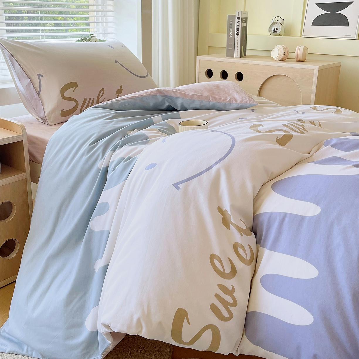 91家纺网 家纺一手货源 找家纺 金鑫汇家纺 2025新款全棉学生宿舍三件套四件套系列 谦逊敖丙