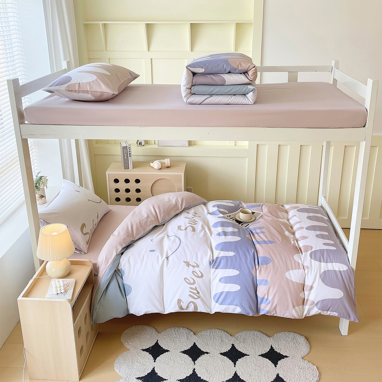 91家纺网 家纺一手货源 找家纺 金鑫汇家纺 2025新款全棉学生宿舍三件套四件套系列 谦逊敖丙