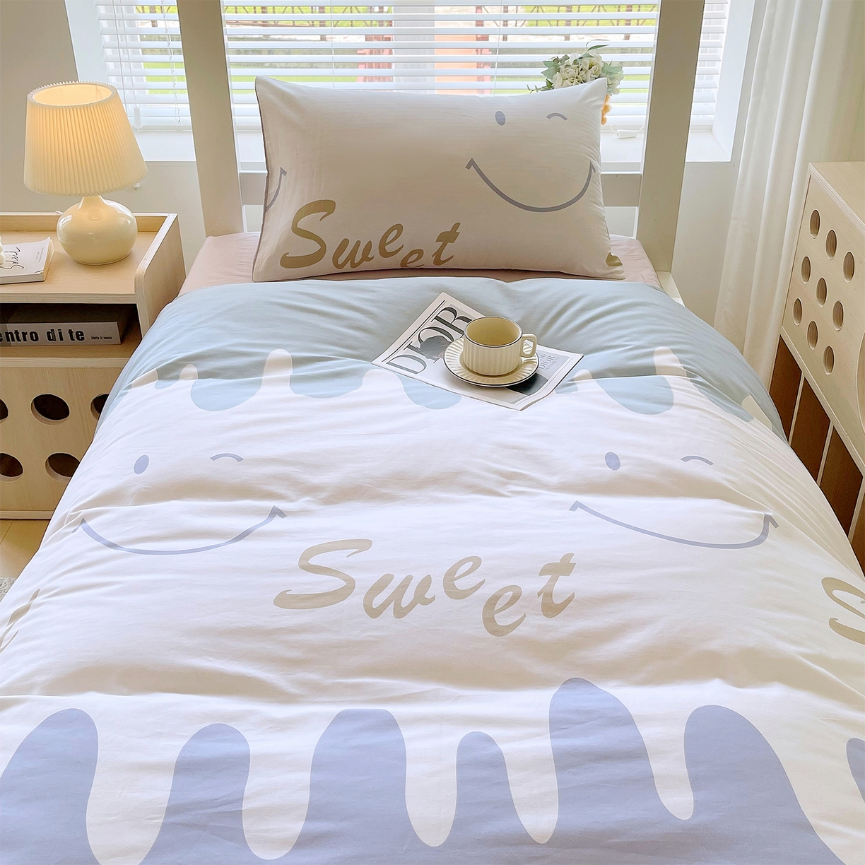 91家纺网 家纺一手货源 找家纺 金鑫汇家纺 2025新款全棉学生宿舍三件套四件套系列 谦逊敖丙