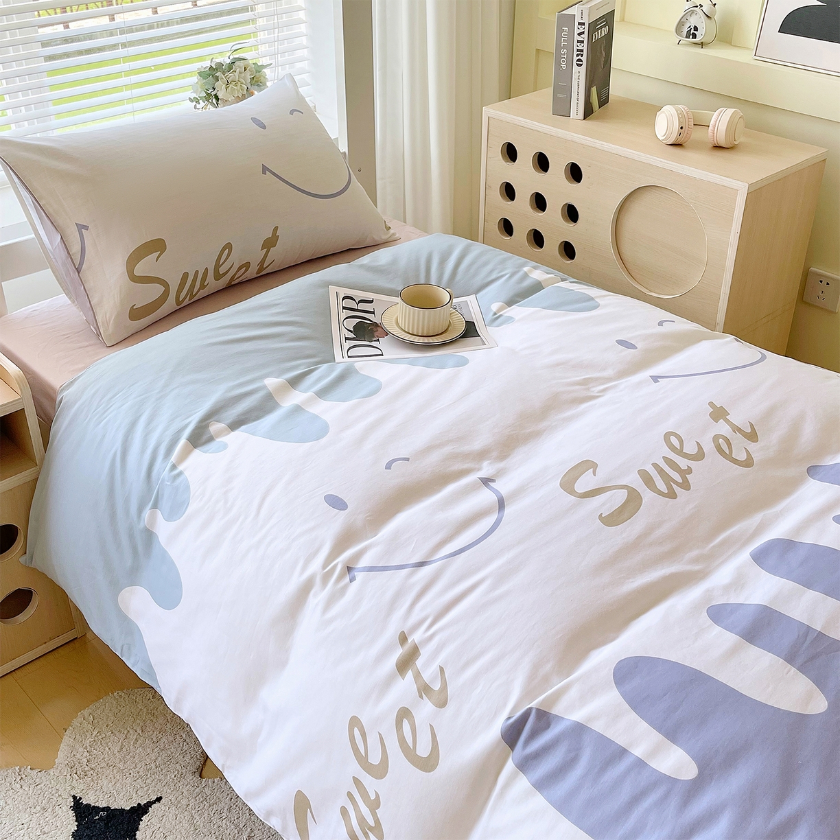 91家纺网 家纺一手货源 找家纺 金鑫汇家纺 2025新款全棉学生宿舍三件套四件套系列 谦逊敖丙