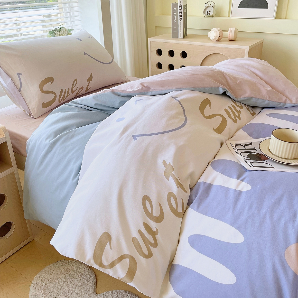 91家纺网 家纺一手货源 找家纺 金鑫汇家纺 2025新款全棉学生宿舍三件套四件套系列 谦逊敖丙