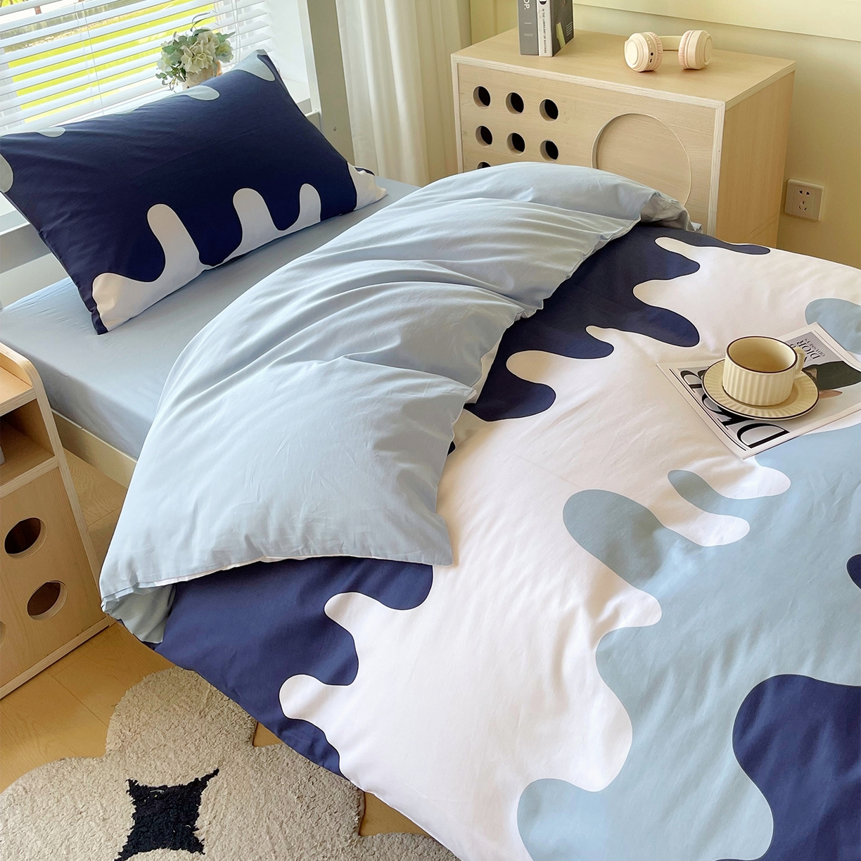 91家纺网 家纺一手货源 找家纺 金鑫汇家纺 2025新款全棉学生宿舍三件套四件套系列 无畏申公豹-咖