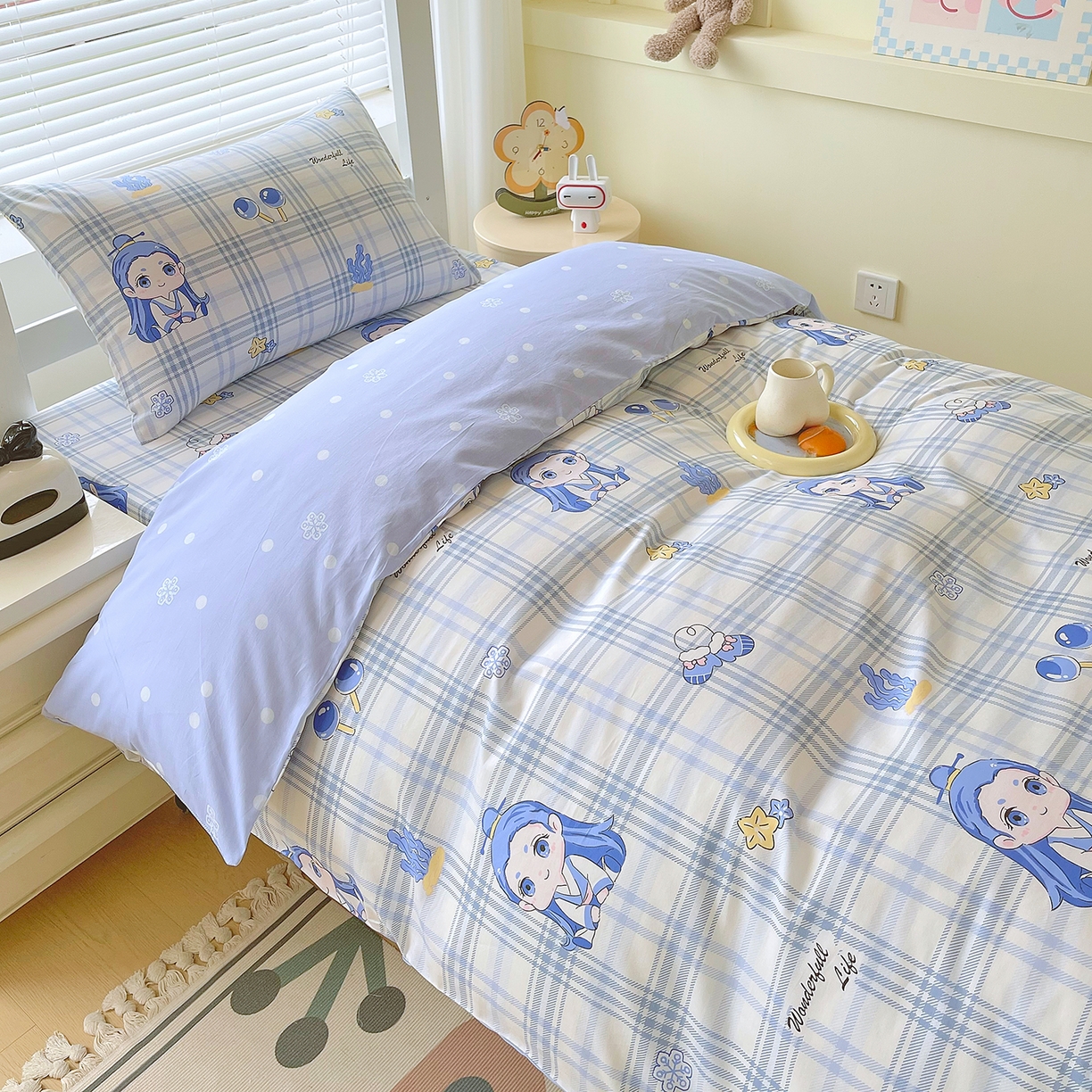 91家纺网 家纺一手货源 找家纺 金鑫汇家纺 2025新款全棉学生宿舍三件套四件套系列 无畏申公豹-咖