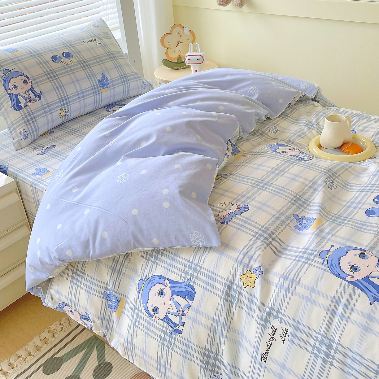 91家纺网 家纺一手货源 找家纺 金鑫汇家纺 2025新款全棉学生宿舍三件套四件套系列 无畏申公豹-咖