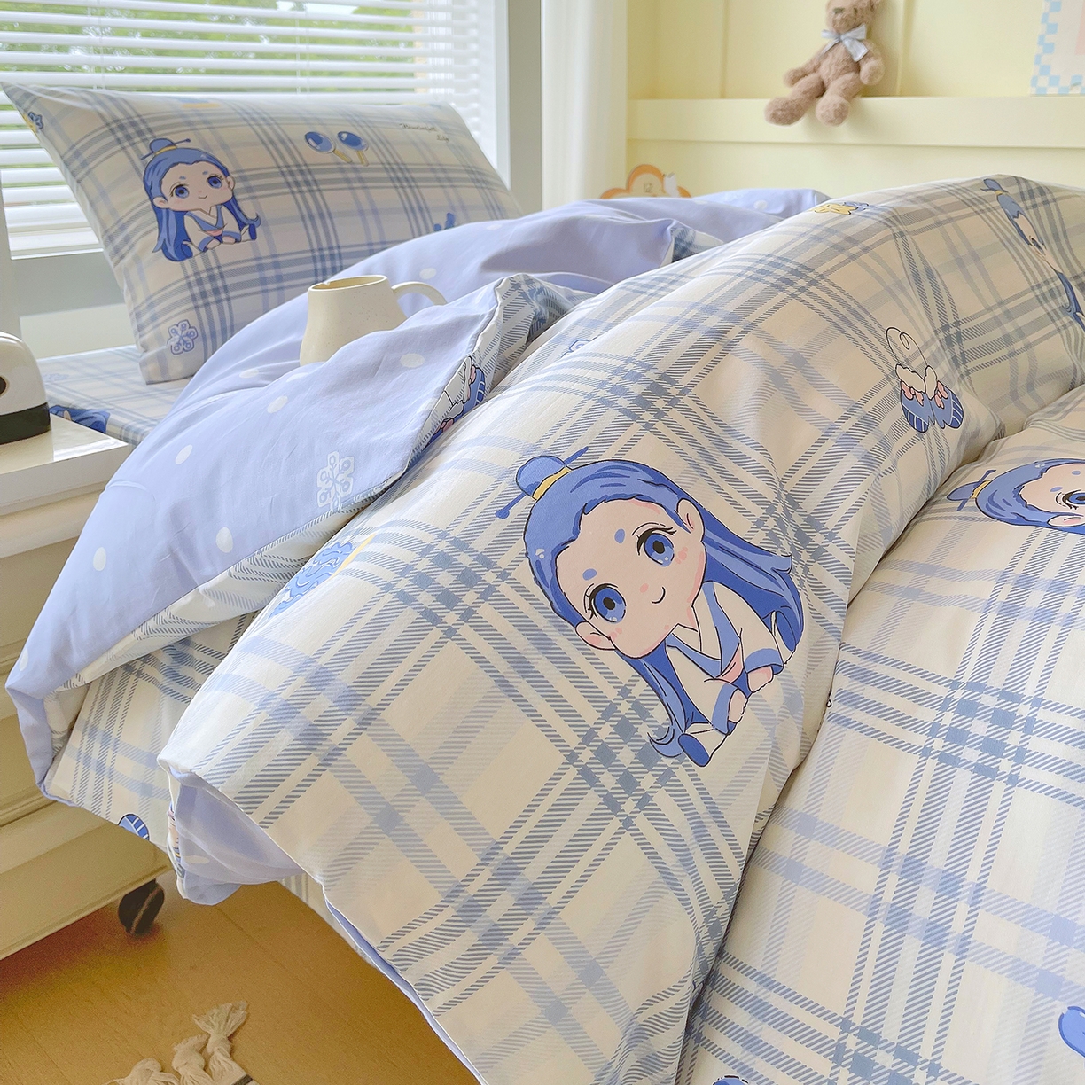 91家纺网 家纺一手货源 找家纺 金鑫汇家纺 2025新款全棉学生宿舍三件套四件套系列 无畏申公豹-咖