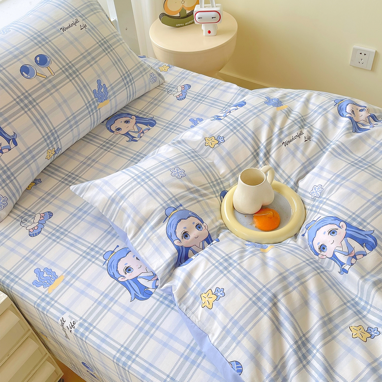 91家纺网 家纺一手货源 找家纺 金鑫汇家纺 2025新款全棉学生宿舍三件套四件套系列 无畏申公豹-咖