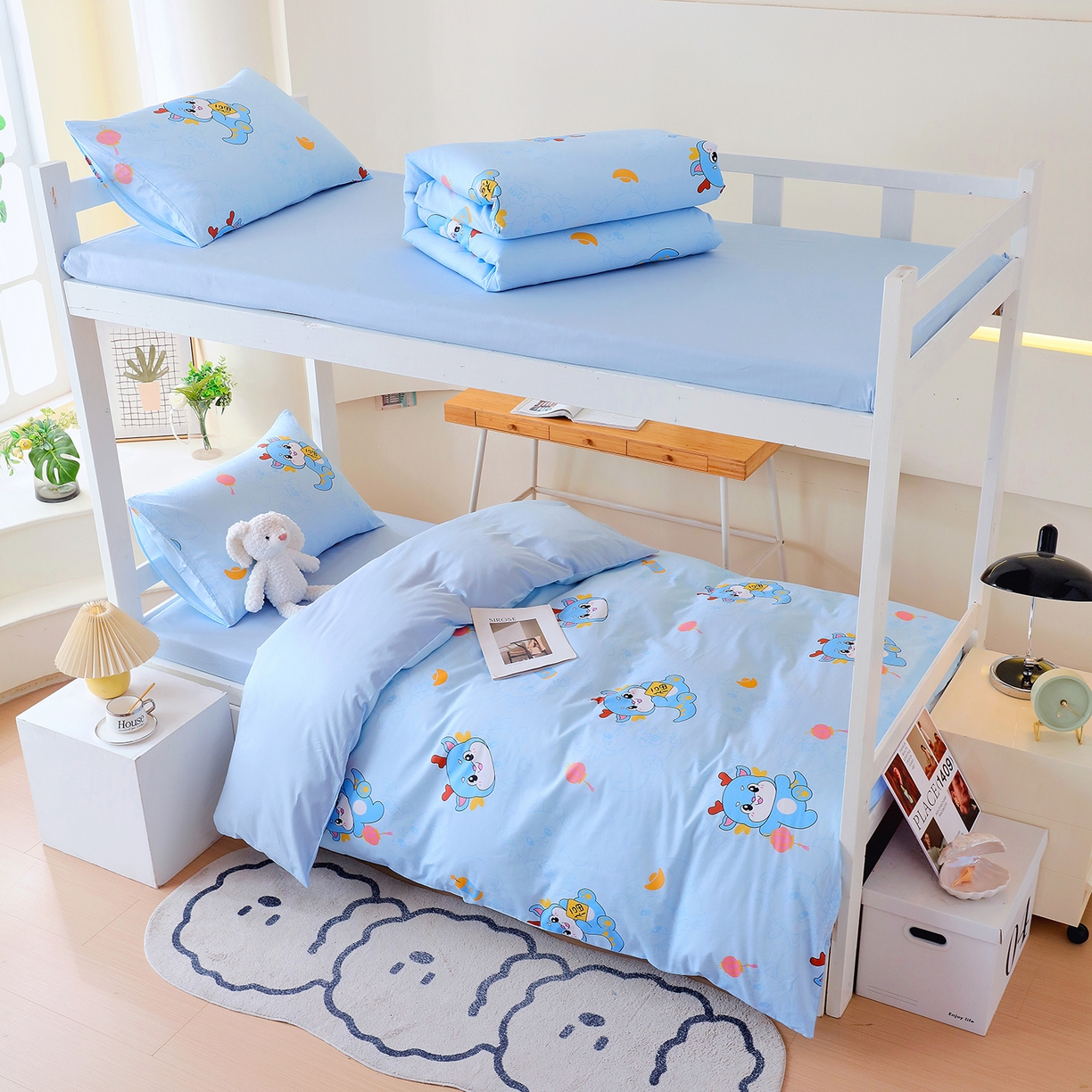 91家纺网 家纺一手货源 找家纺 金鑫汇家纺 2025新款全棉学生宿舍三件套四件套系列 无畏申公豹-灰