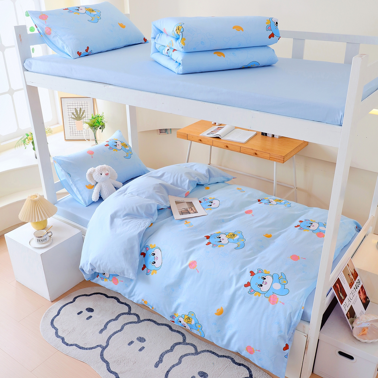 91家纺网 家纺一手货源 找家纺 金鑫汇家纺 2025新款全棉学生宿舍三件套四件套系列 无畏申公豹-灰