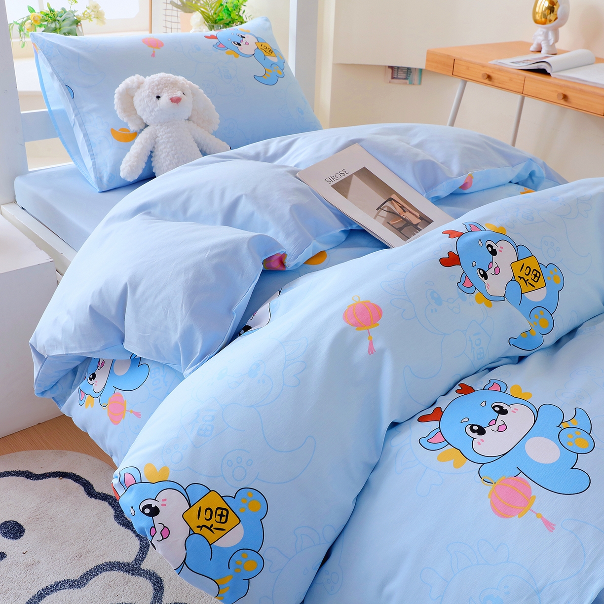 91家纺网 家纺一手货源 找家纺 金鑫汇家纺 2025新款全棉学生宿舍三件套四件套系列 无畏申公豹-灰