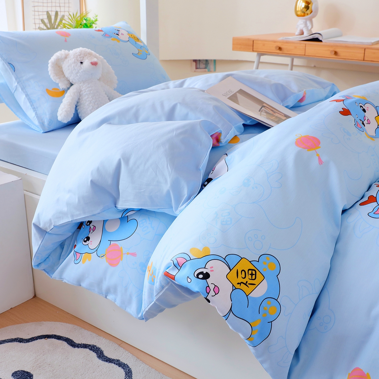 91家纺网 家纺一手货源 找家纺 金鑫汇家纺 2025新款全棉学生宿舍三件套四件套系列 无畏申公豹-灰