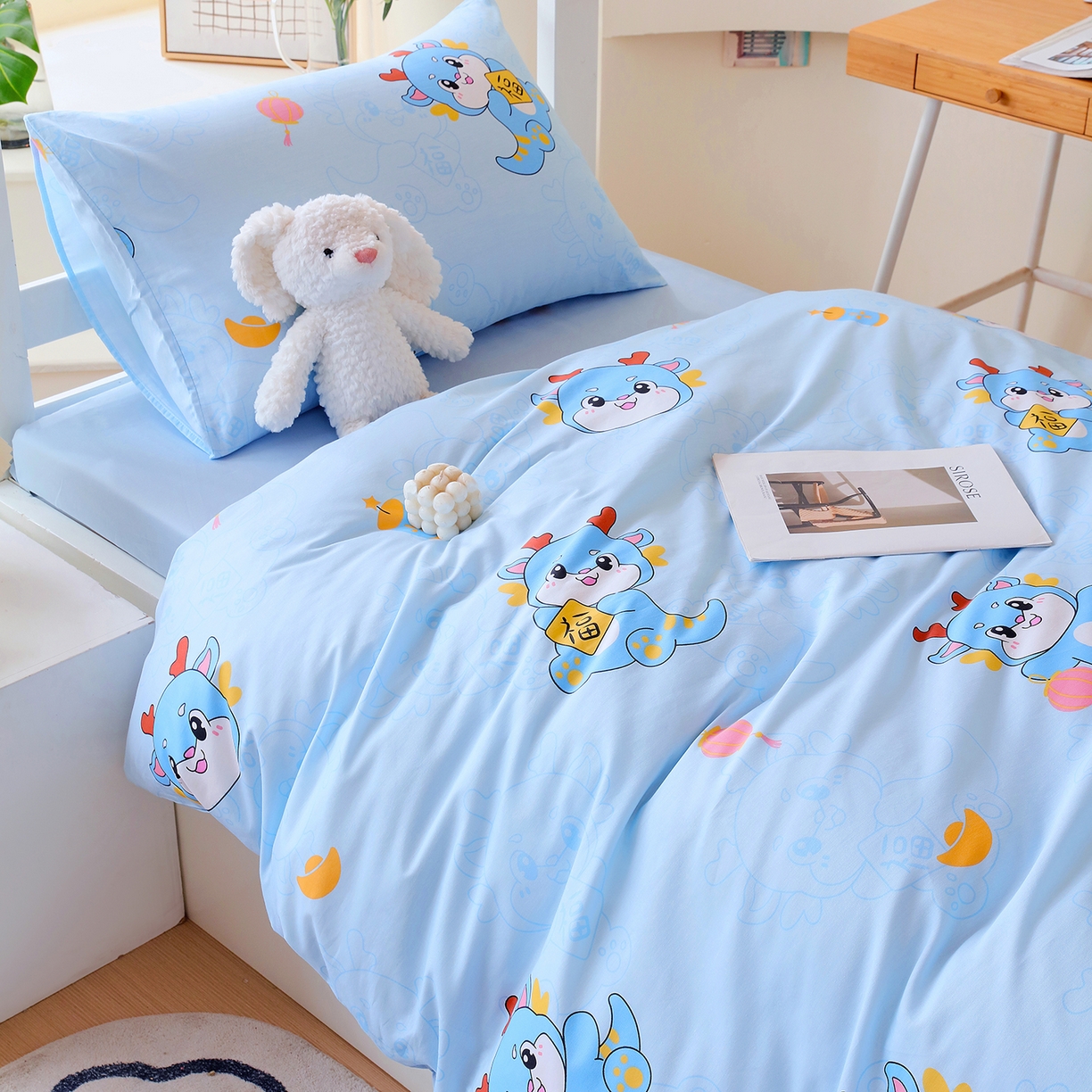 91家纺网 家纺一手货源 找家纺 金鑫汇家纺 2025新款全棉学生宿舍三件套四件套系列 无畏申公豹-灰