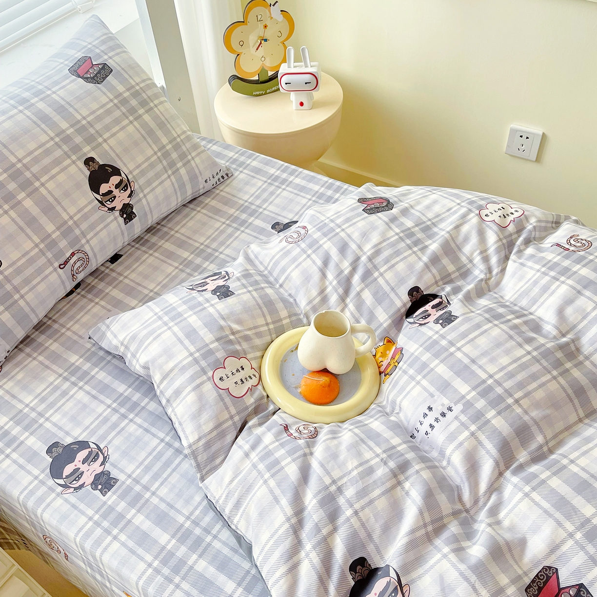 91家纺网 家纺一手货源 找家纺 金鑫汇家纺 2025新款全棉学生宿舍三件套四件套系列 无畏申公豹-灰