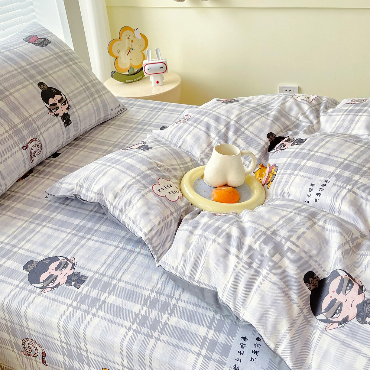 91家纺网 家纺一手货源 找家纺 金鑫汇家纺 2025新款全棉学生宿舍三件套四件套系列 无畏申公豹-灰