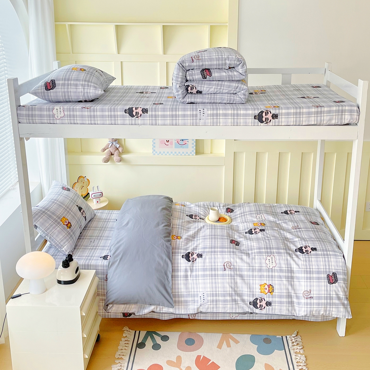 91家纺网 家纺一手货源 找家纺 金鑫汇家纺 2025新款全棉学生宿舍三件套四件套系列 无畏申公豹-灰