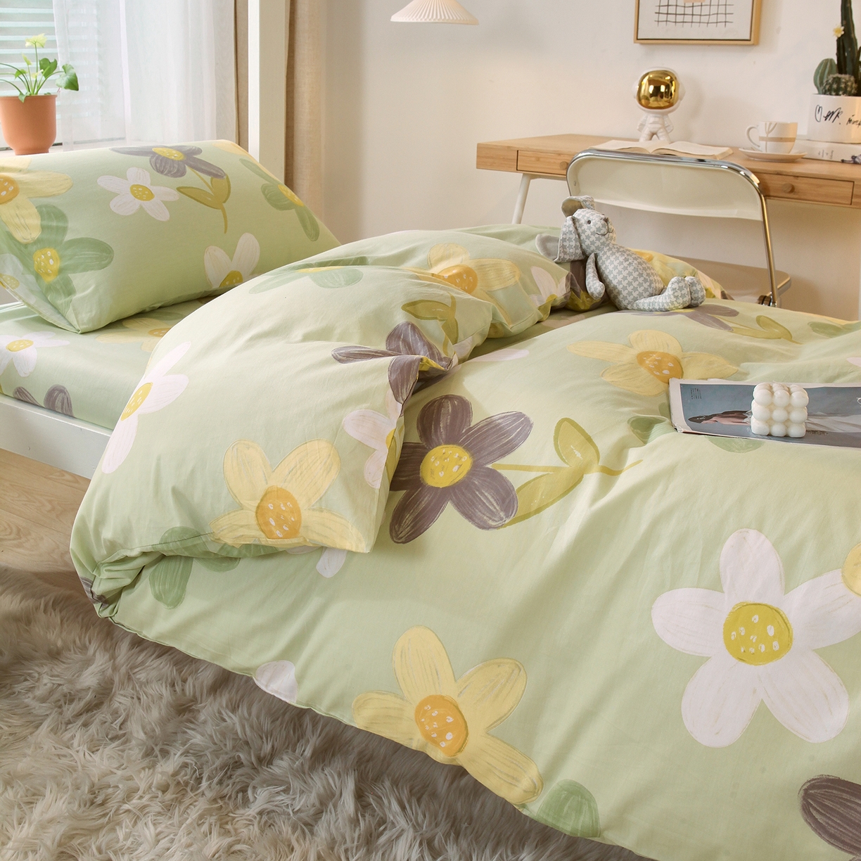 91家纺网 家纺一手货源 找家纺 金鑫汇家纺 2025新款全棉学生宿舍三件套四件套系列 五彩缤纷