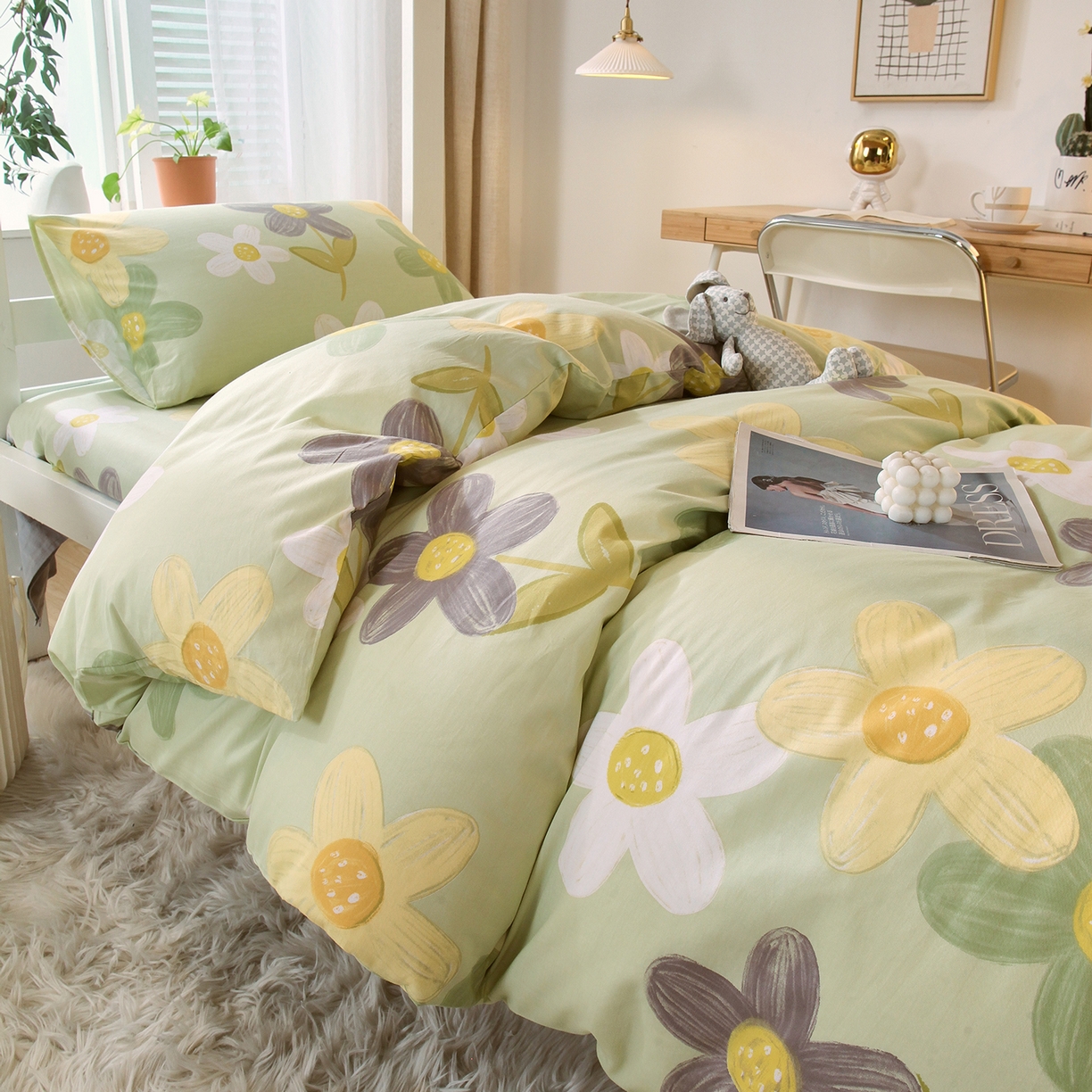 91家纺网 家纺一手货源 找家纺 金鑫汇家纺 2025新款全棉学生宿舍三件套四件套系列 五彩缤纷