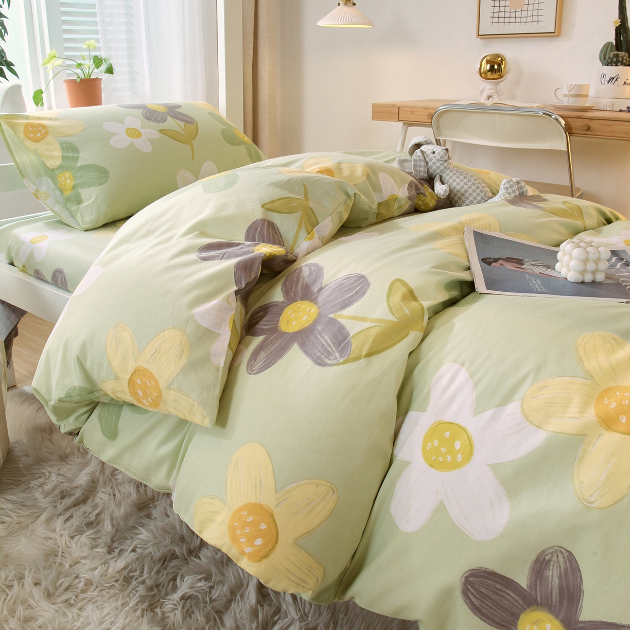 91家纺网 家纺一手货源 找家纺 金鑫汇家纺 2025新款全棉学生宿舍三件套四件套系列 五彩缤纷