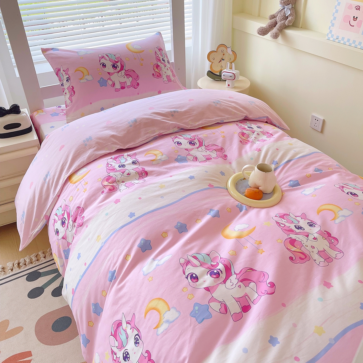 91家纺网 家纺一手货源 找家纺 金鑫汇家纺 2025新款全棉学生宿舍三件套四件套系列 小马莉尔