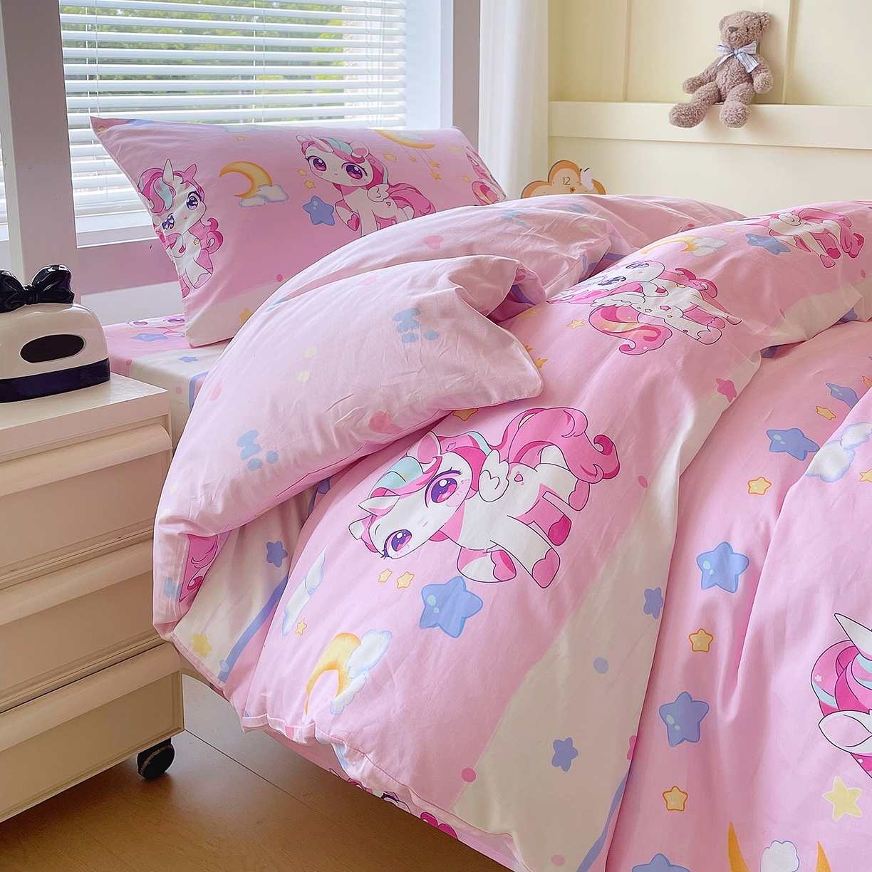 91家纺网 家纺一手货源 找家纺 金鑫汇家纺 2025新款全棉学生宿舍三件套四件套系列 小马莉尔