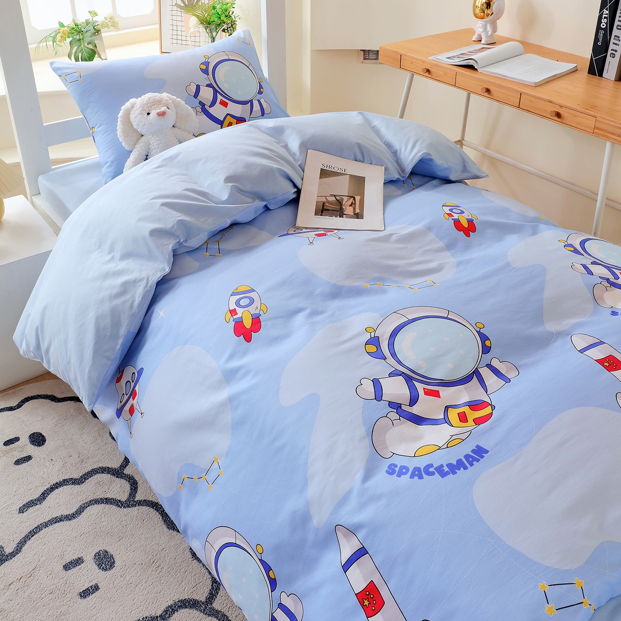 91家纺网 家纺一手货源 找家纺 金鑫汇家纺 2025新款全棉学生宿舍三件套四件套系列 熊熊精灵