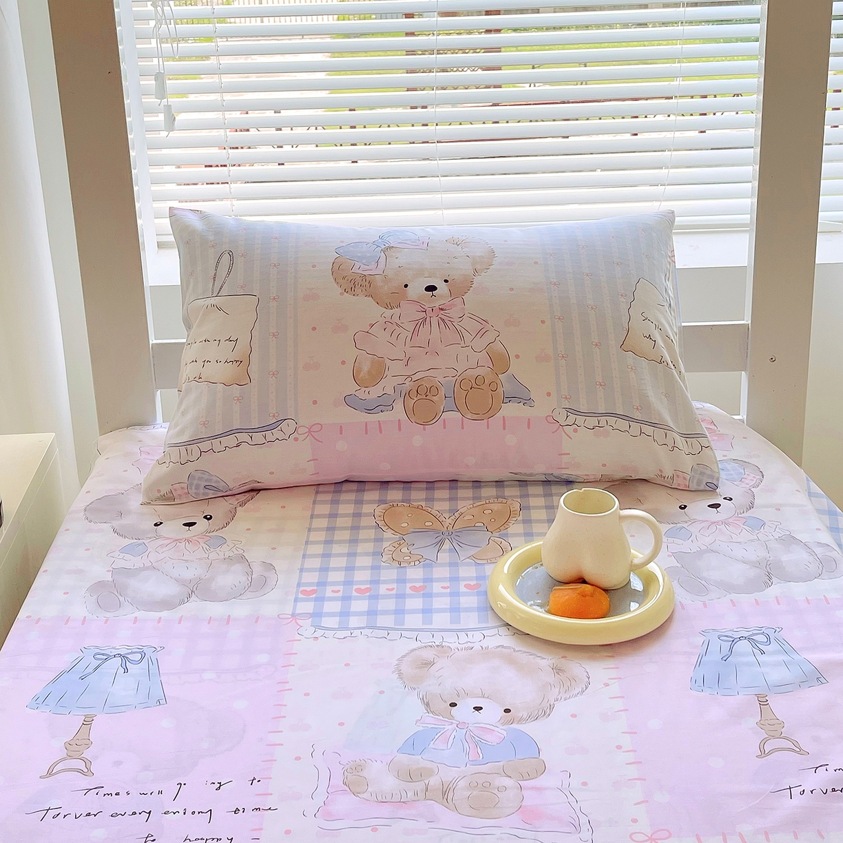 91家纺网 家纺一手货源 找家纺 金鑫汇家纺 2025新款全棉学生宿舍三件套四件套系列 熊熊精灵