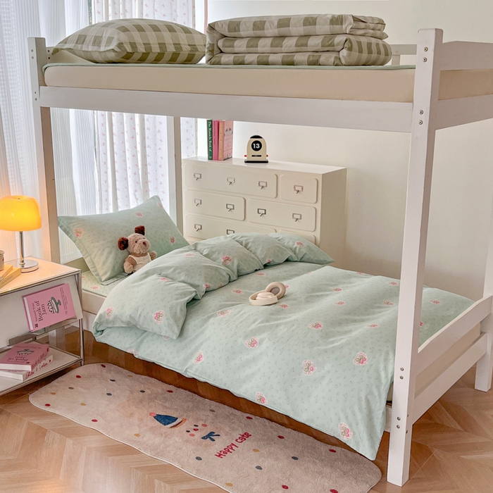 暖居2025新款学生季三件套棉加绒床盖双面被套学生宿舍专用 绿色藤蔓