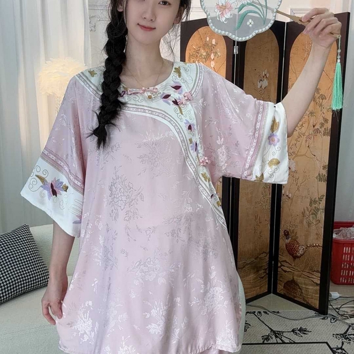 91家纺网 家纺一手货源 找家纺 （总）洛兰沙家居馆【只代发】【只代发】2025新款夏跨境透气家居服女可外贸批发睡衣新款女士甜美宽松薄款睡裙