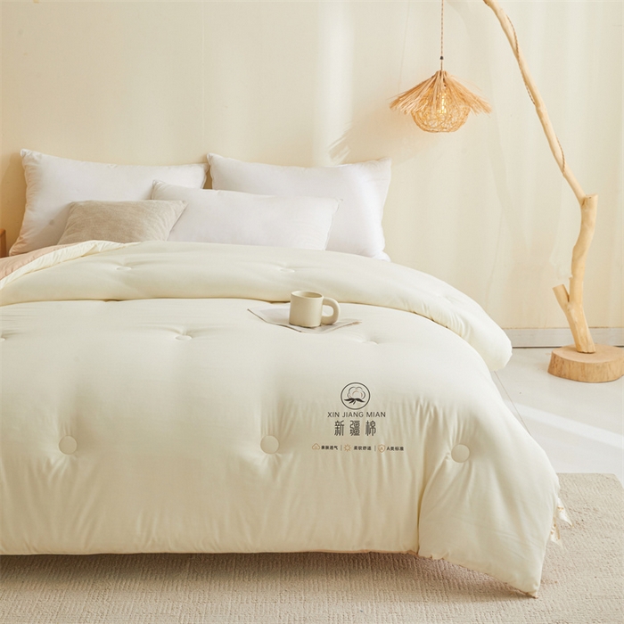 91家纺网 家纺一手货源 找家纺 爱屋及屋 2025新款撞色棉花被系列被子被芯 卡其拼白