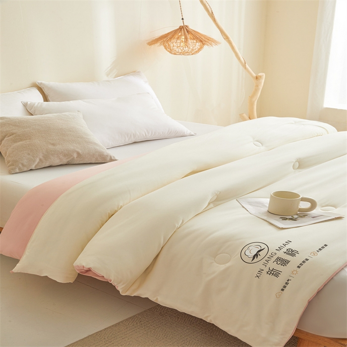 91家纺网 家纺一手货源 找家纺 爱屋及屋 2025新款撞色棉花被系列被子被芯 粉拼白